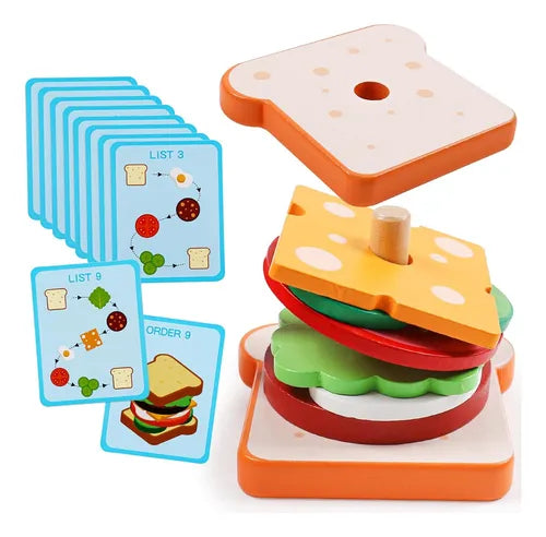 Sándwich de madera con tarjetas didáctico