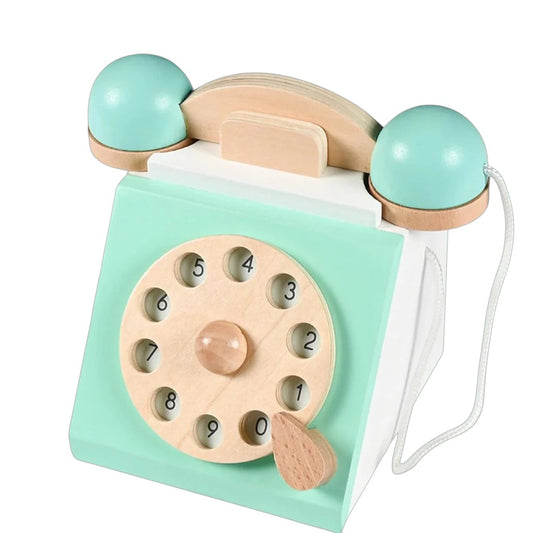 Telefono de madera estilo montessori